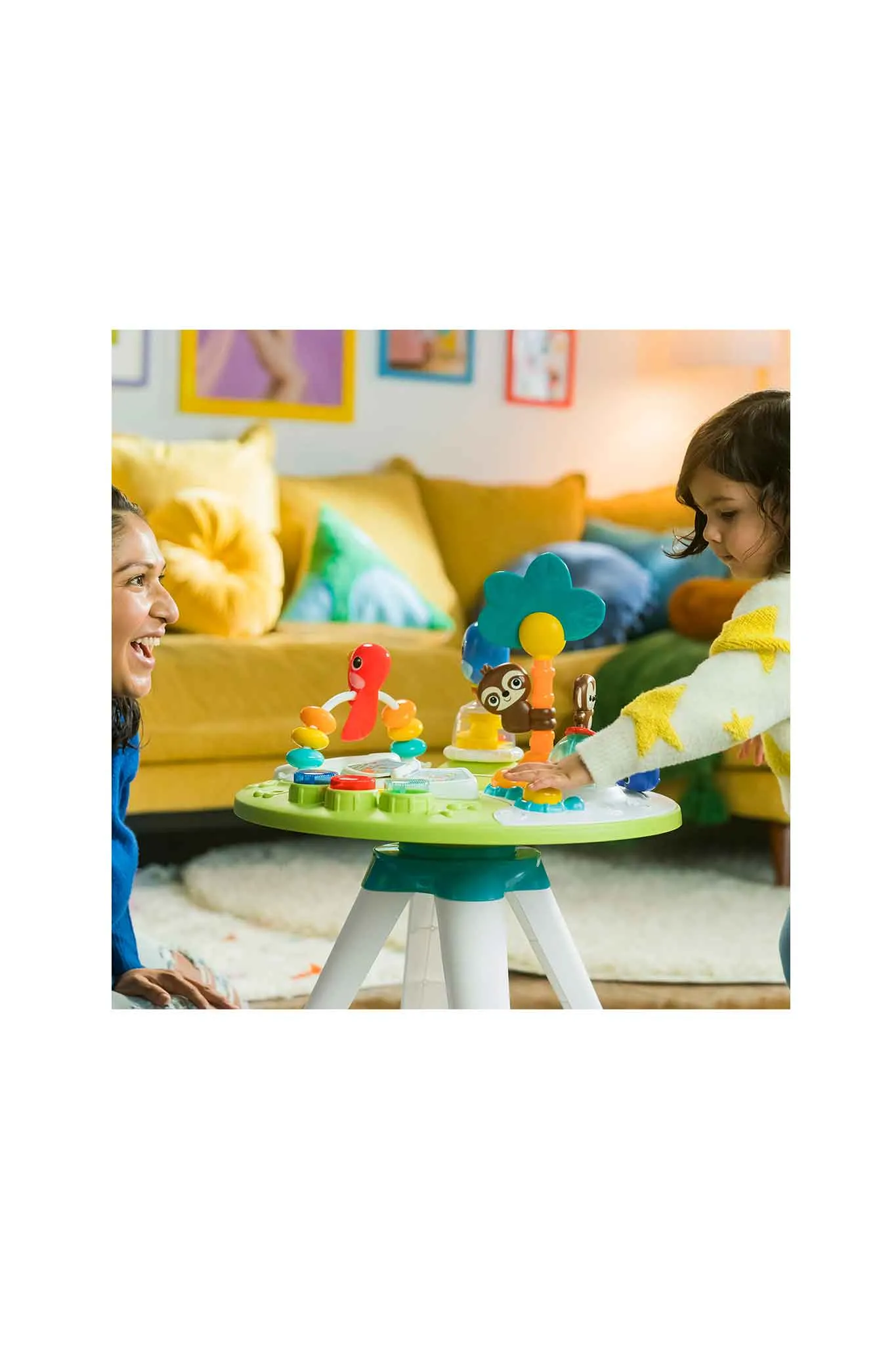 Bright Starts Around We Go 2-in-1 Walk Around Activity Center & Table Tropic Cool