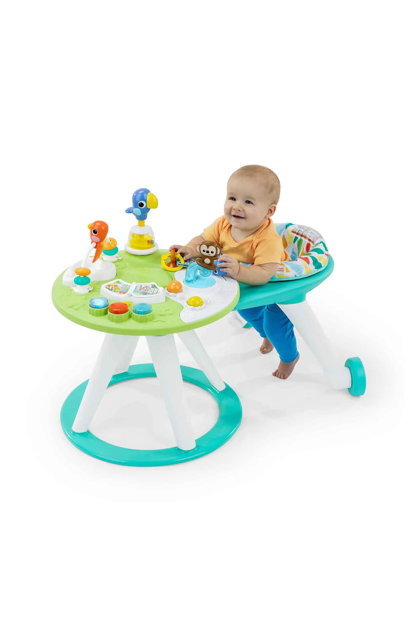Bright Starts Around We Go 2-in-1 Walk Around Activity Center & Table Tropic Cool