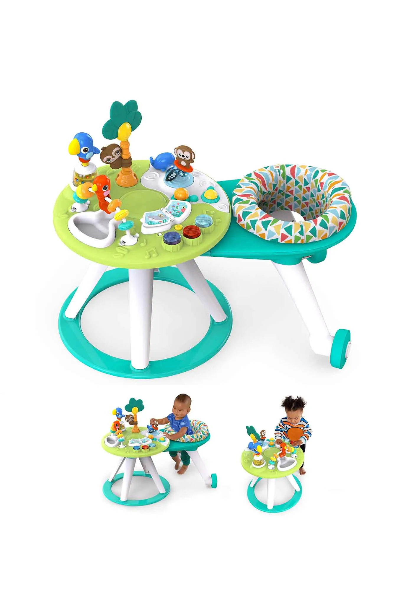Bright Starts Around We Go 2-in-1 Walk Around Activity Center & Table Tropic Cool