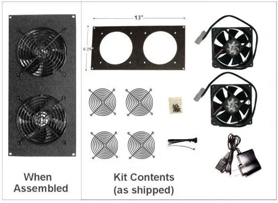 CabCool 1202 Lite 5 volt  Dual 120mm Fan Cooler Kit for Cabinet / Home Theater