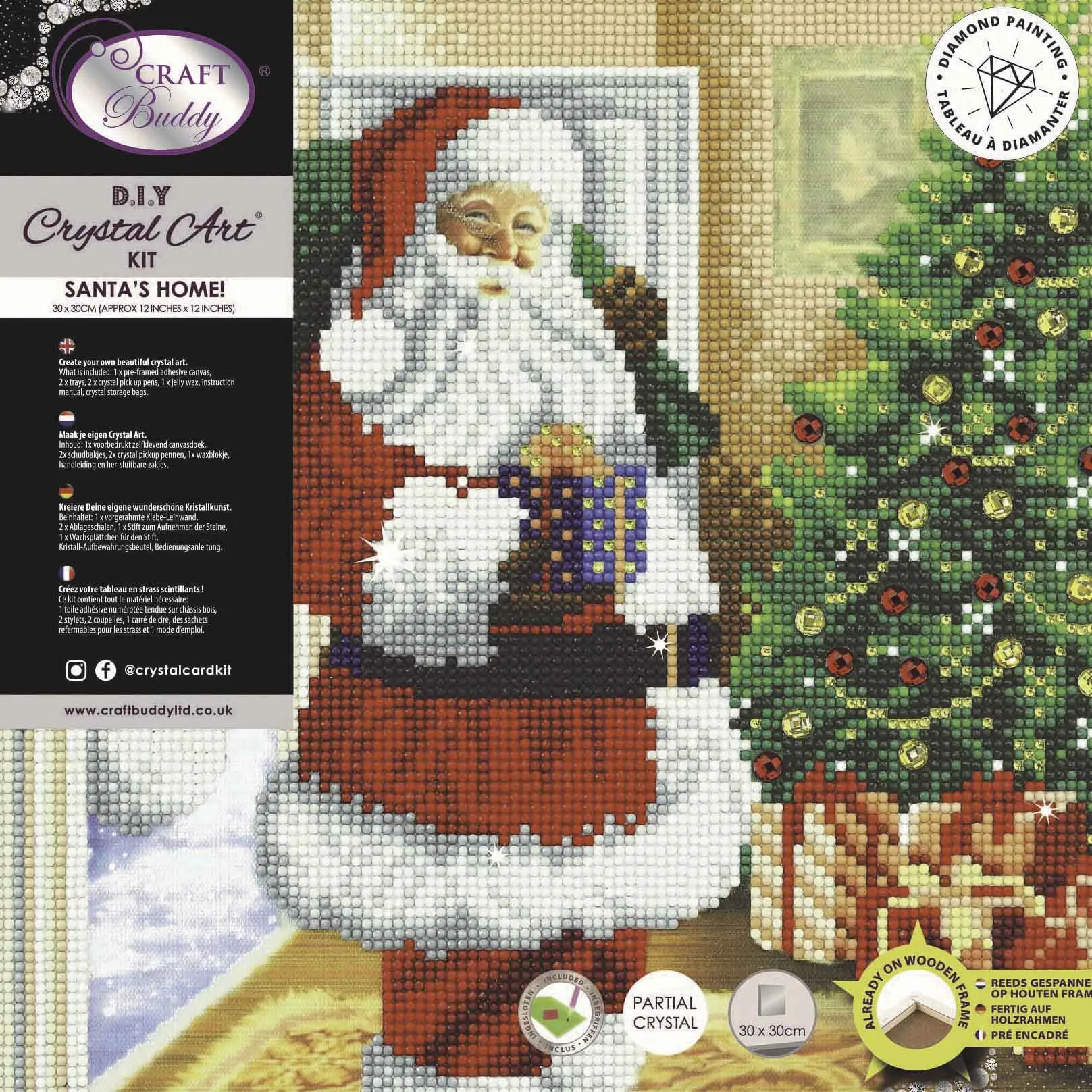 CAK-A107M: Santa's Here! 30x30cm Crystal Art Kit
