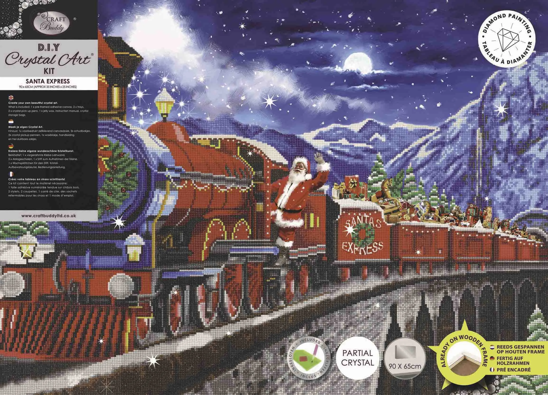 Santa Express Crystal Art Kit - 90x65cm Stunning DIY Holiday Decoration