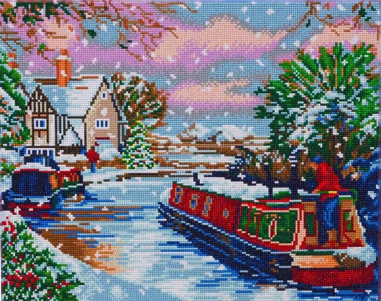 CAK-A131L: "Snowy Canal" 40x50cm Crystal Art Kit