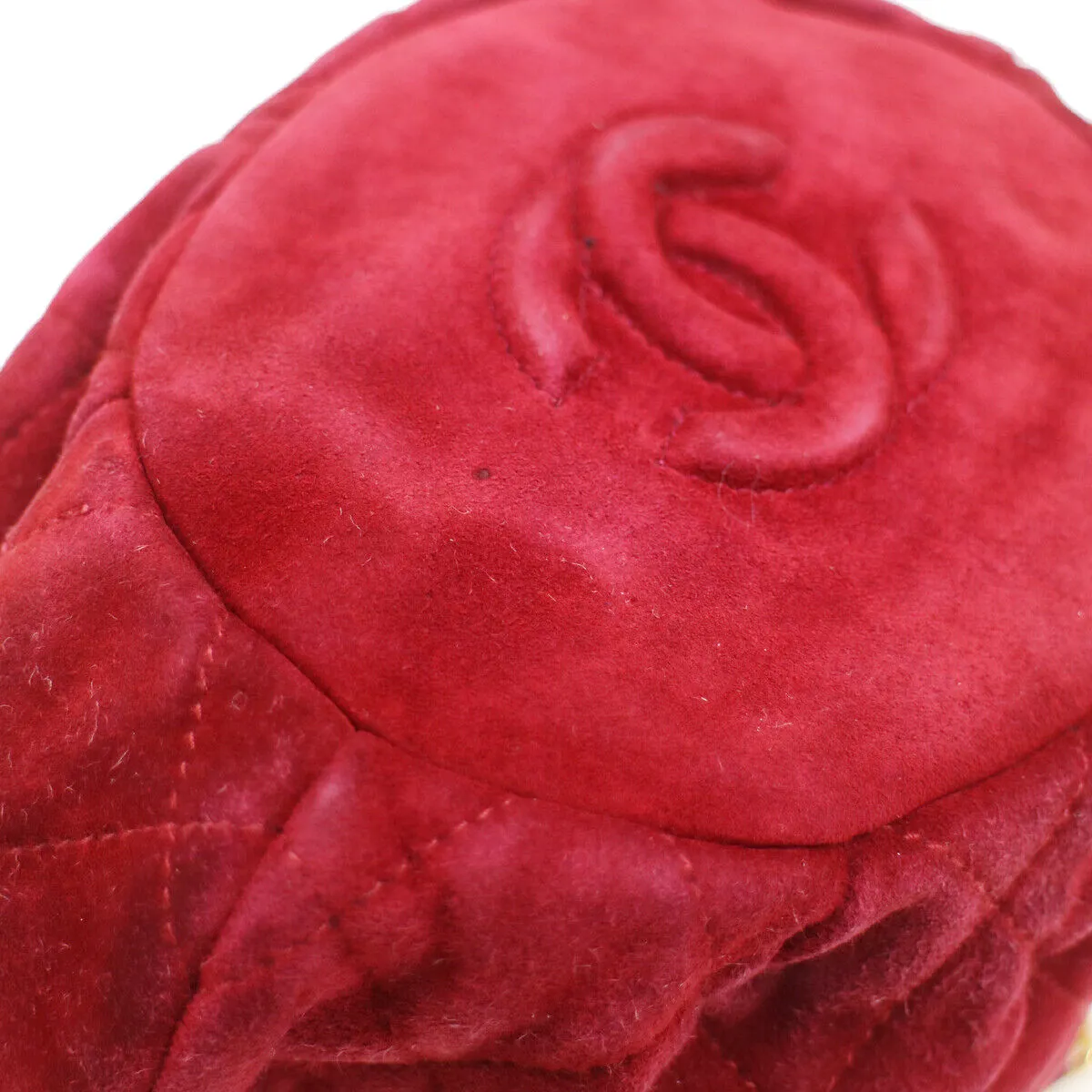 CHANEL 1986-1988 Bucket Bag Mini Red Suede 91407