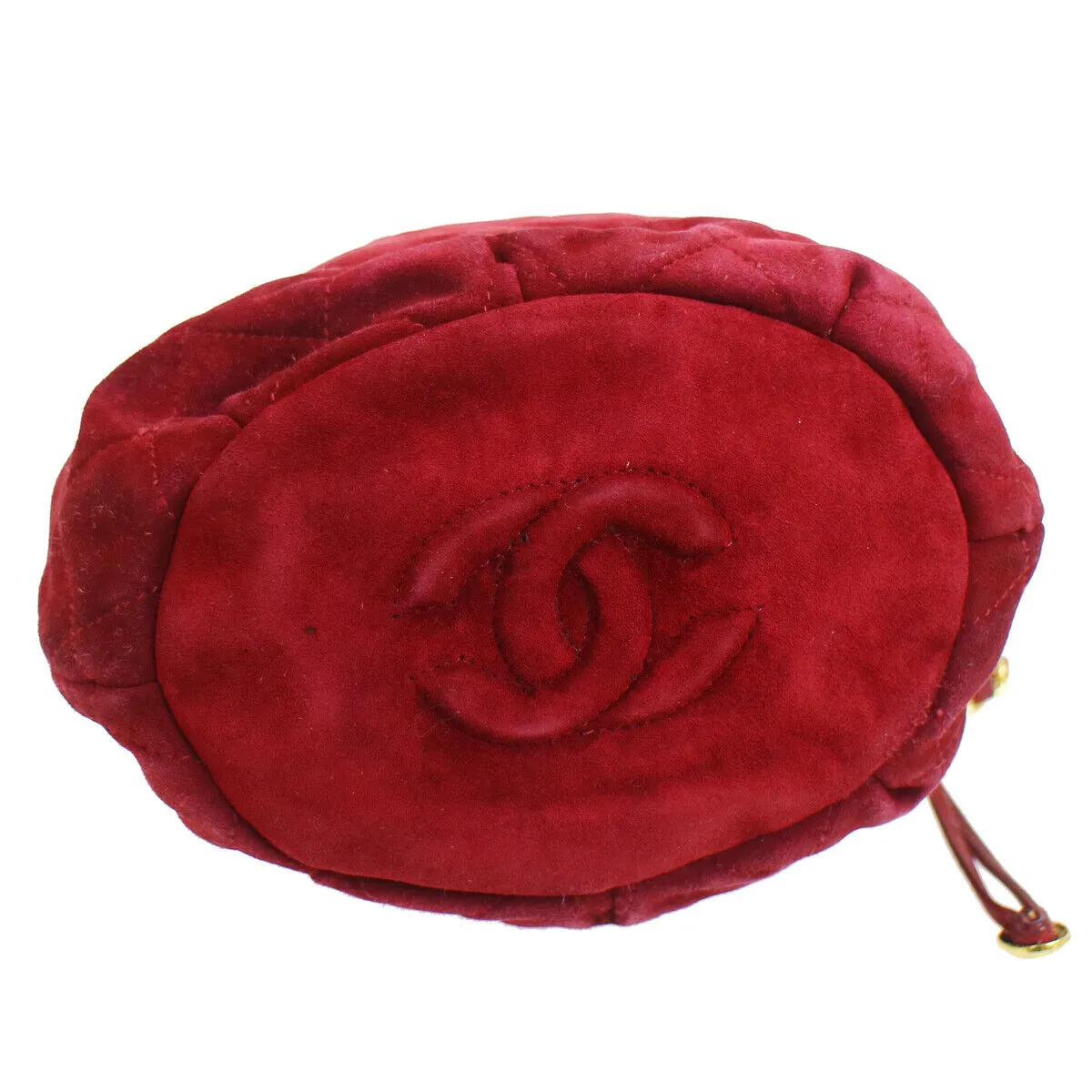 CHANEL 1986-1988 Bucket Bag Mini Red Suede 91407