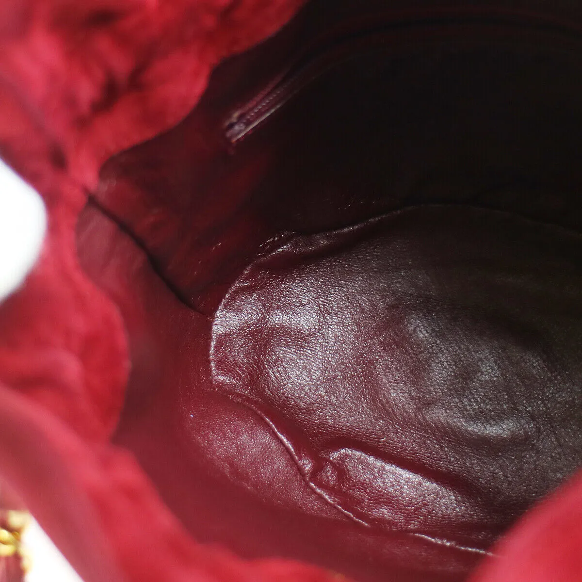 CHANEL 1986-1988 Bucket Bag Mini Red Suede 91407