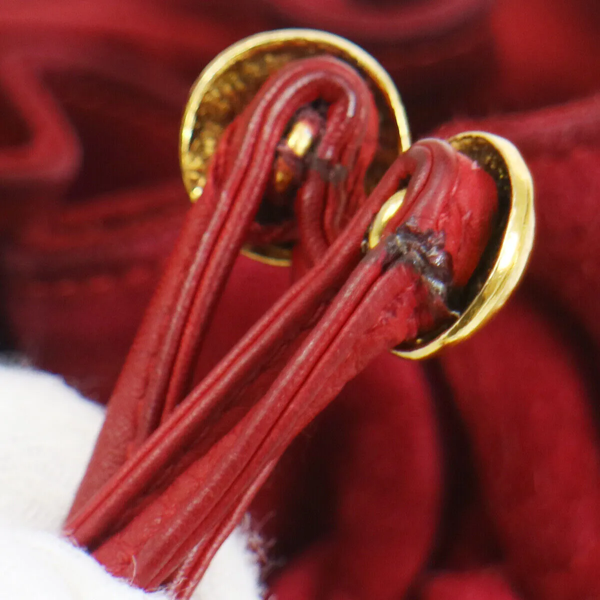 CHANEL 1986-1988 Bucket Bag Mini Red Suede 91407