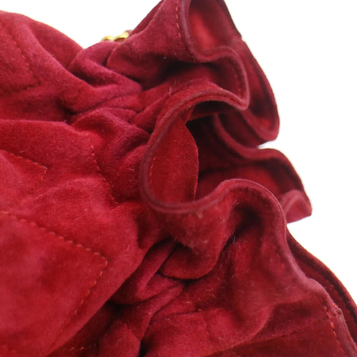 CHANEL 1986-1988 Bucket Bag Mini Red Suede 91407