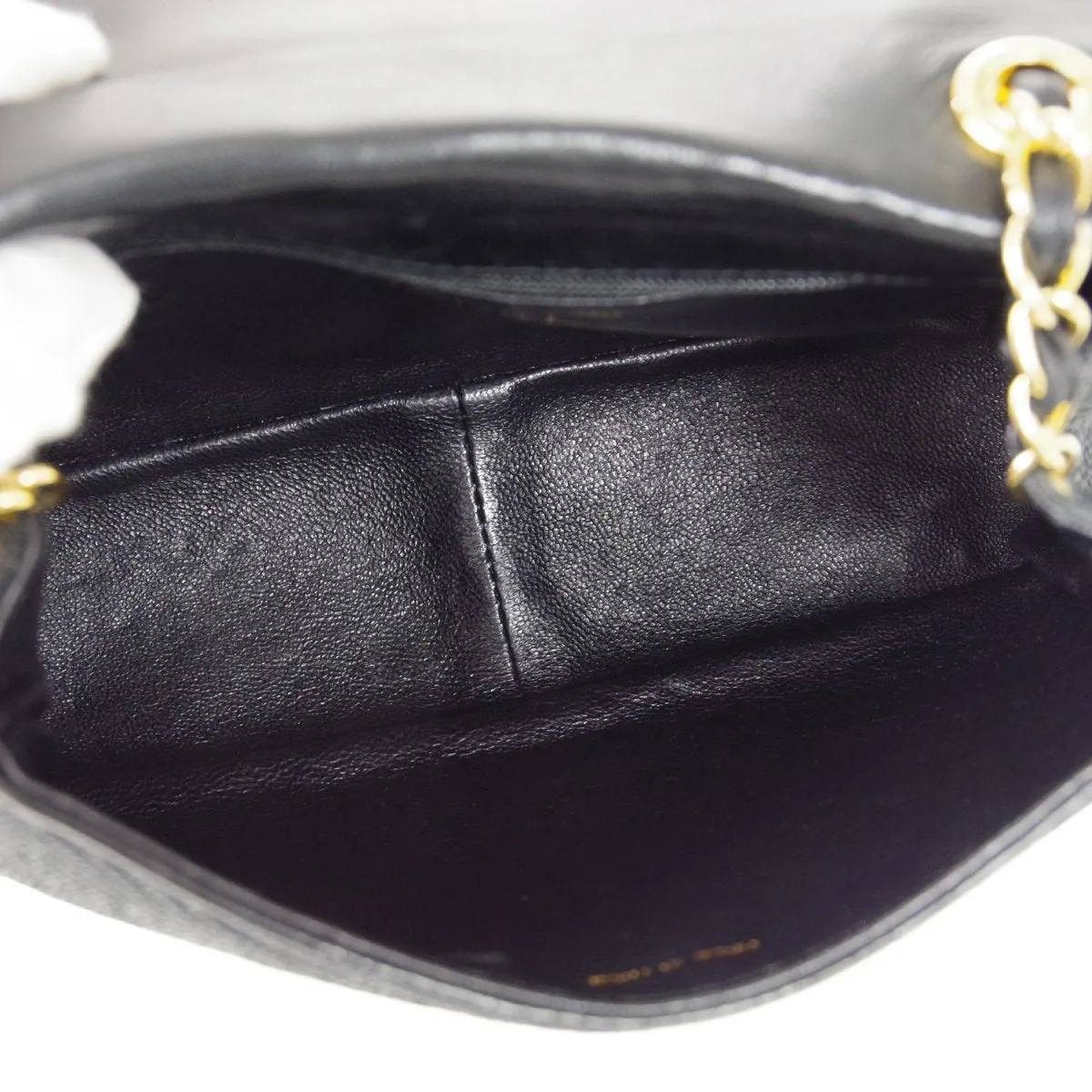 CHANEL 1986-1988 CC Stitch Full Flap Mini Black Straw ao34348