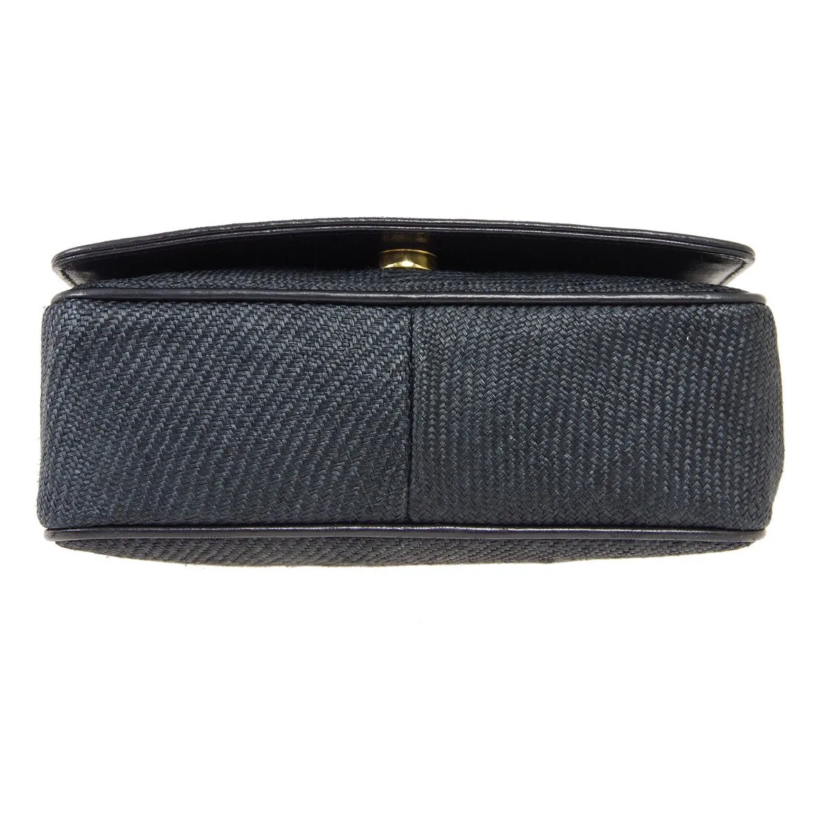 CHANEL 1986-1988 CC Stitch Full Flap Mini Black Straw ao34348