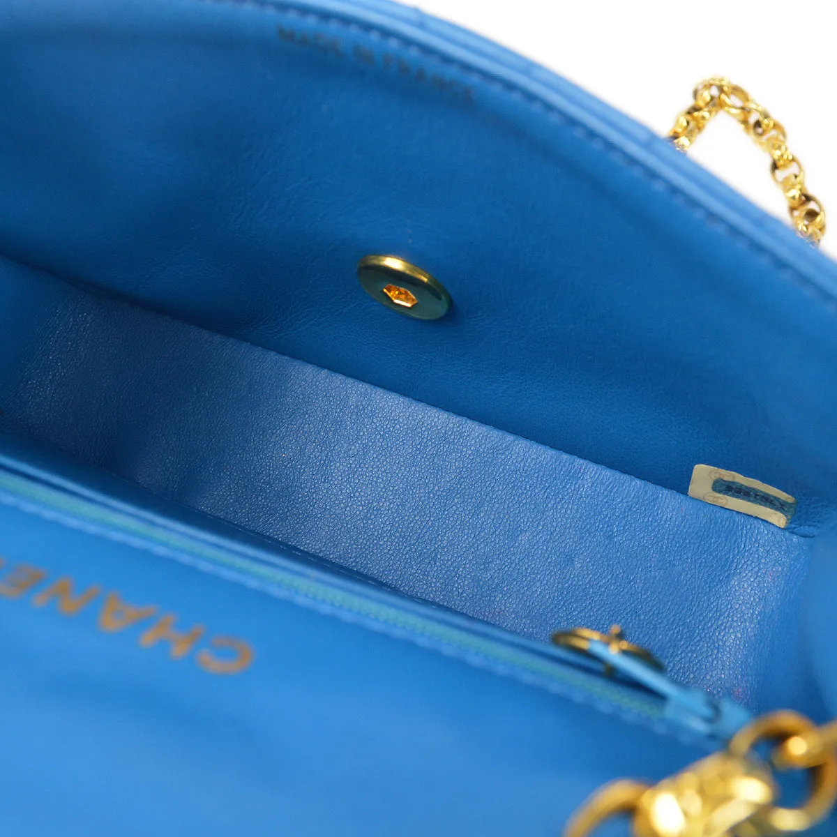 CHANEL * 1989-1991 Border Flap Mini Blue Lambskin 78426