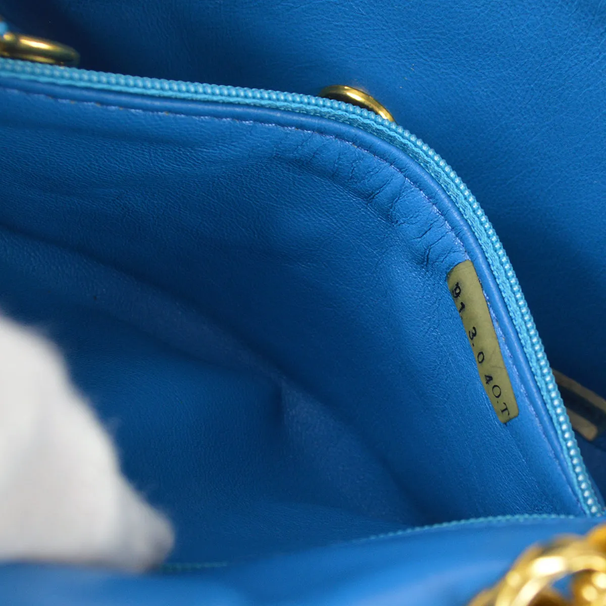 CHANEL * 1989-1991 Border Flap Mini Blue Lambskin 78426