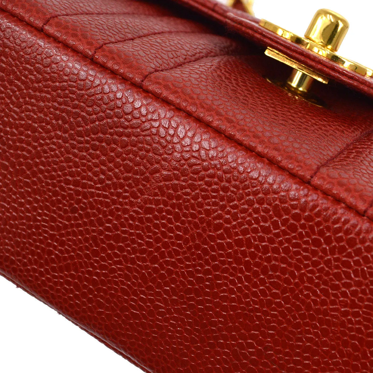 CHANEL 1991-1994 Vertical Classic Square Flap 17 Red Caviar 22112