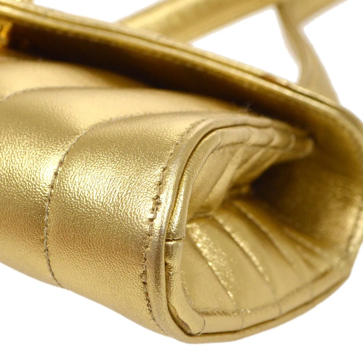CHANEL 1994-1996 Gold Lambskin Vertical Shoulder Bag WA00398b
