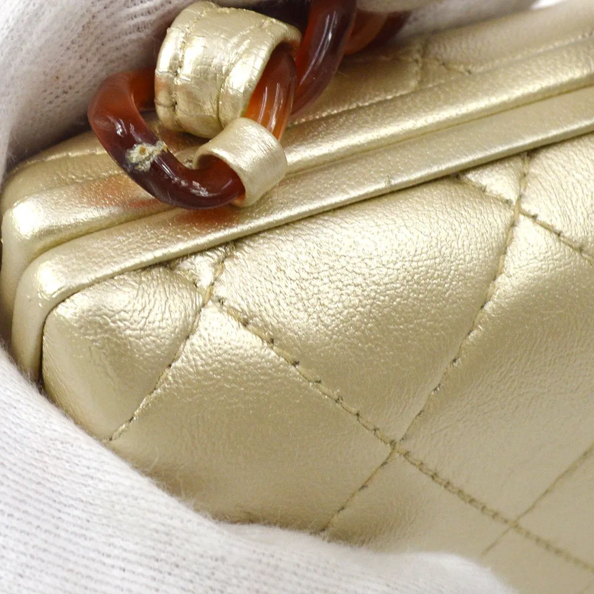 CHANEL 1996-1997 Gold Lambskin Kisslock Handbag