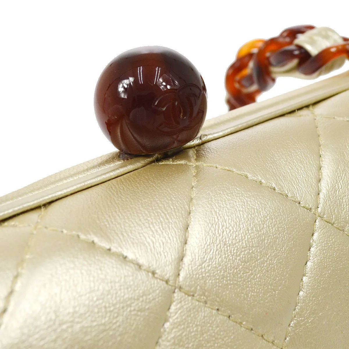 CHANEL 1996-1997 Gold Lambskin Kisslock Handbag