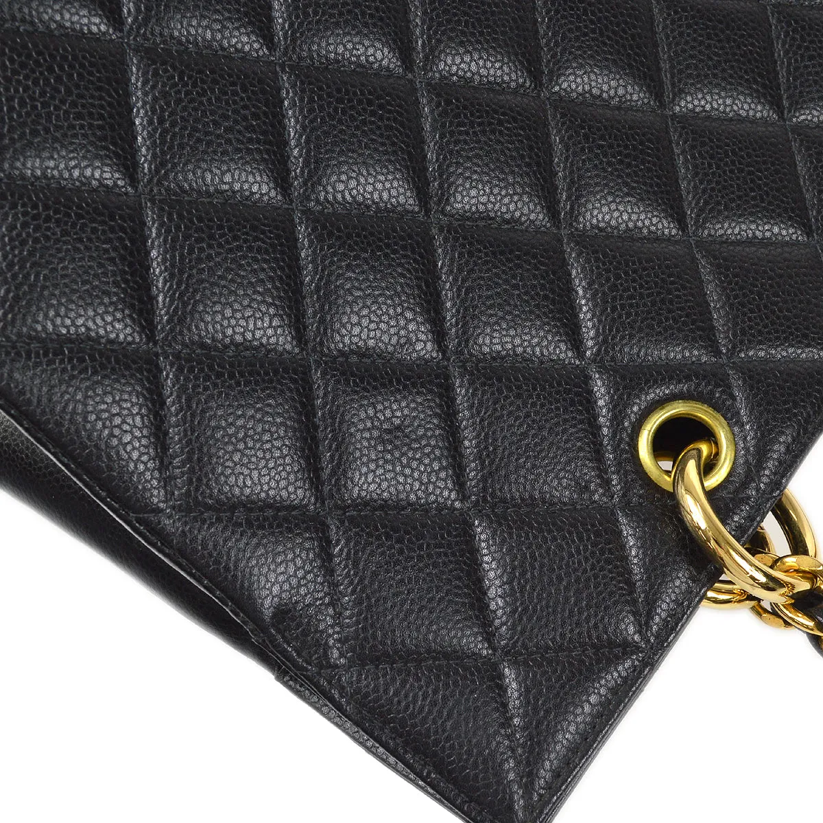 CHANEL 1997-1999 Chain Tote Black Caviar 87551