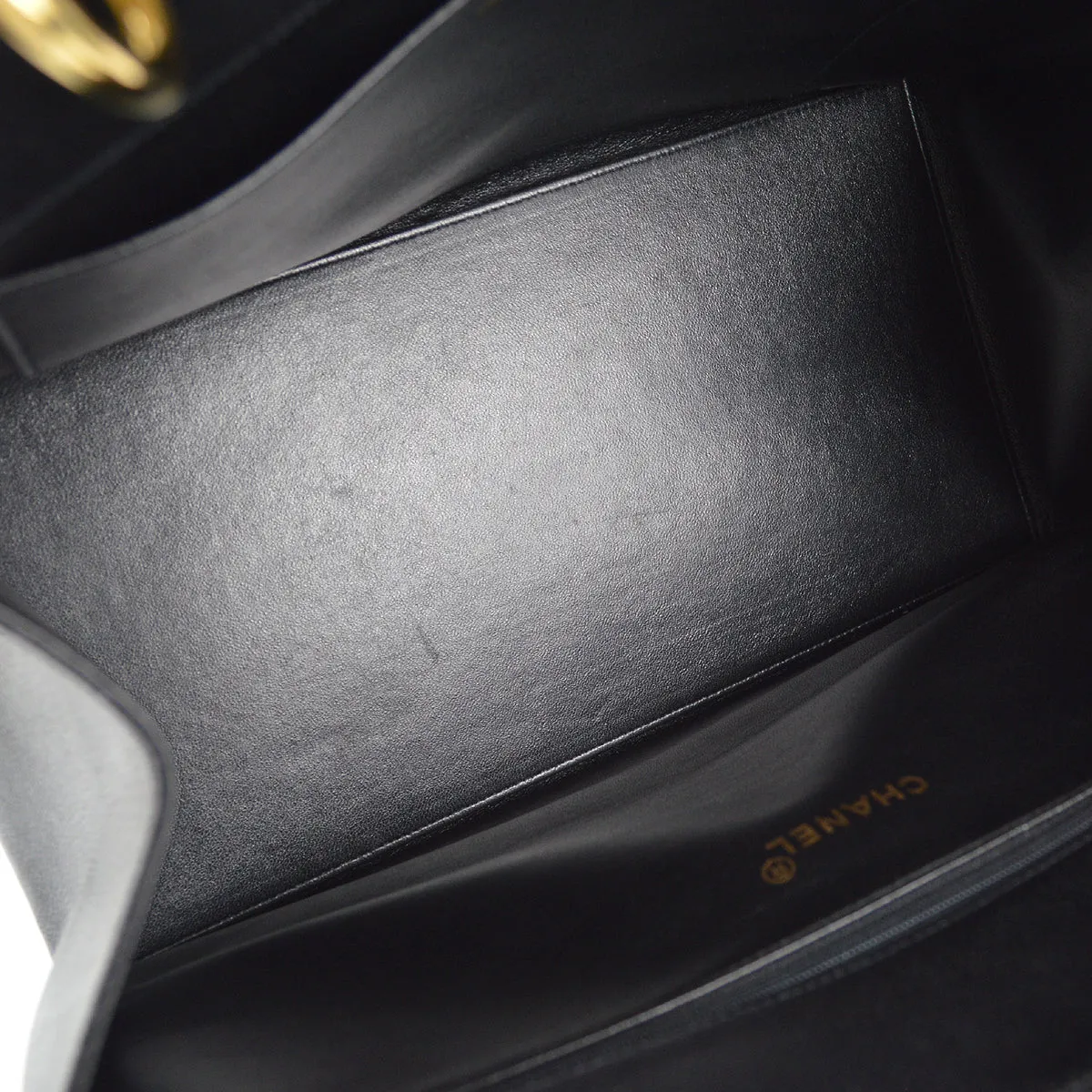 CHANEL 1997-1999 Chain Tote Black Caviar 87551