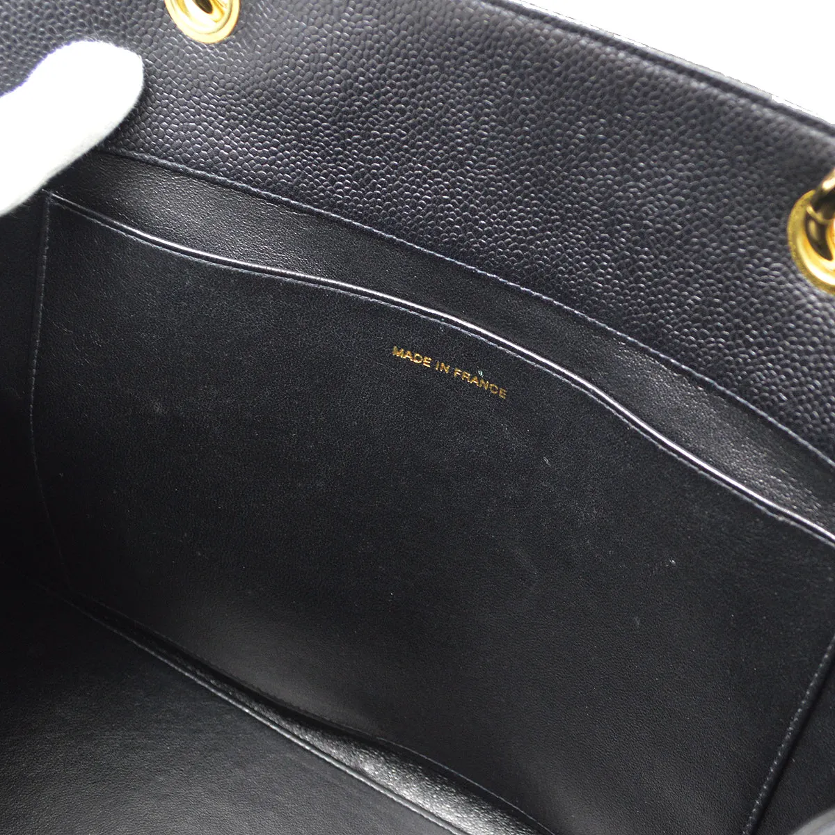 CHANEL 1997-1999 Chain Tote Black Caviar 87551