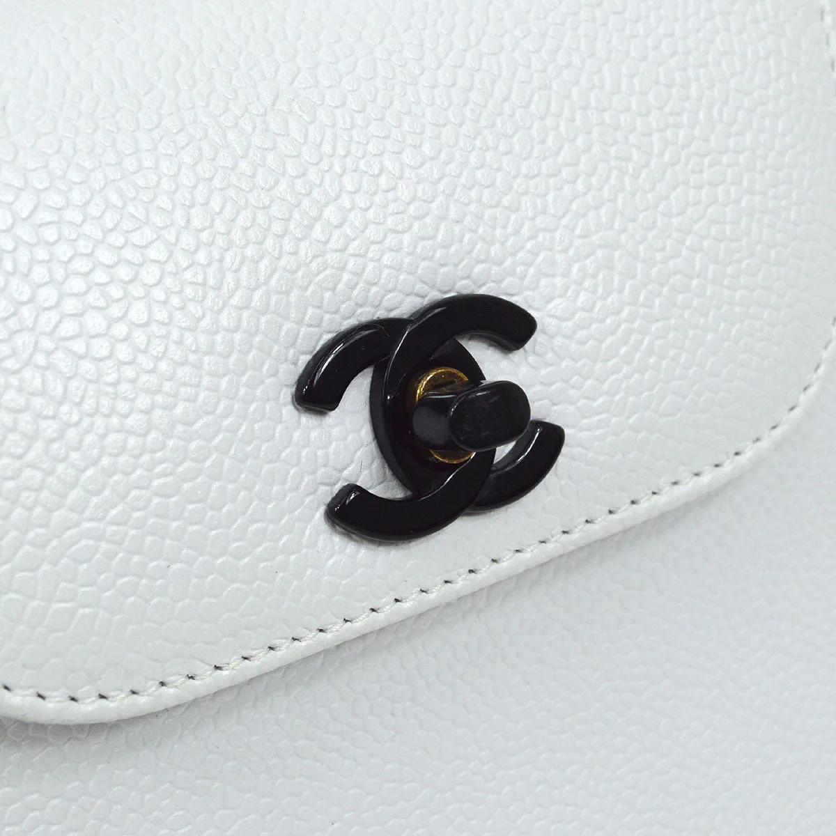 CHANEL 1997-1999 Handbag White Caviar 53112