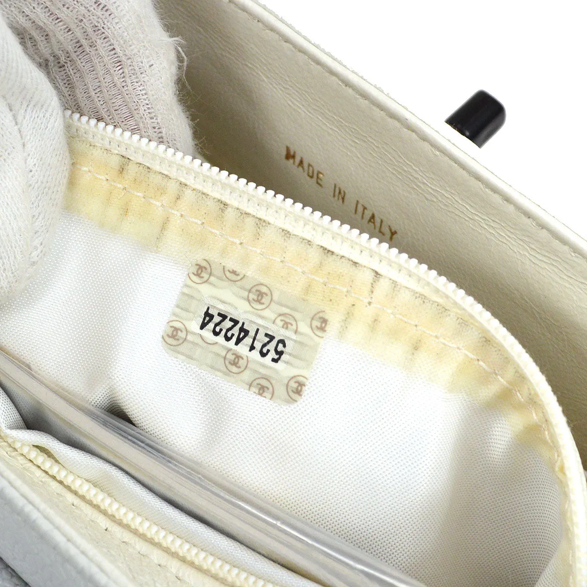 CHANEL 1997-1999 Handbag White Caviar 53112