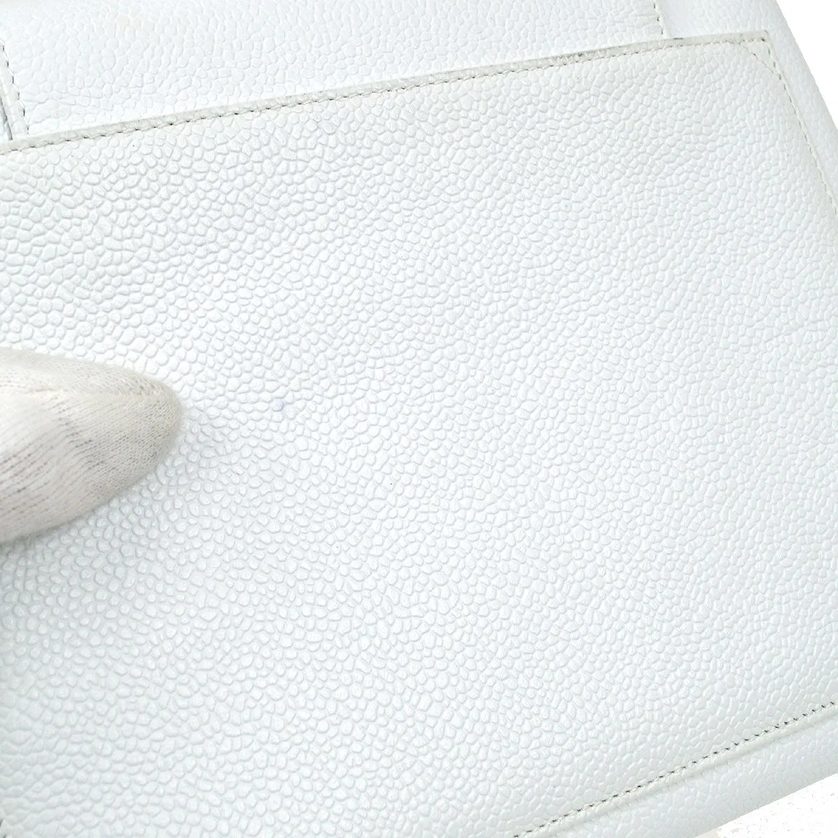 CHANEL 1997-1999 Handbag White Caviar 53112