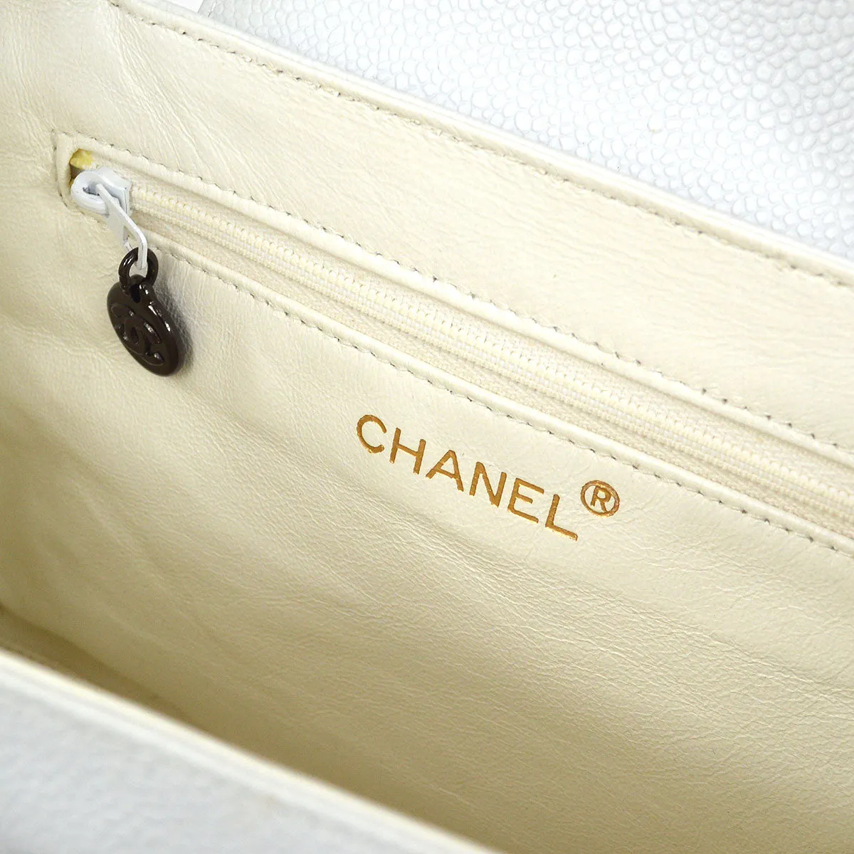 CHANEL 1997-1999 Handbag White Caviar 53112