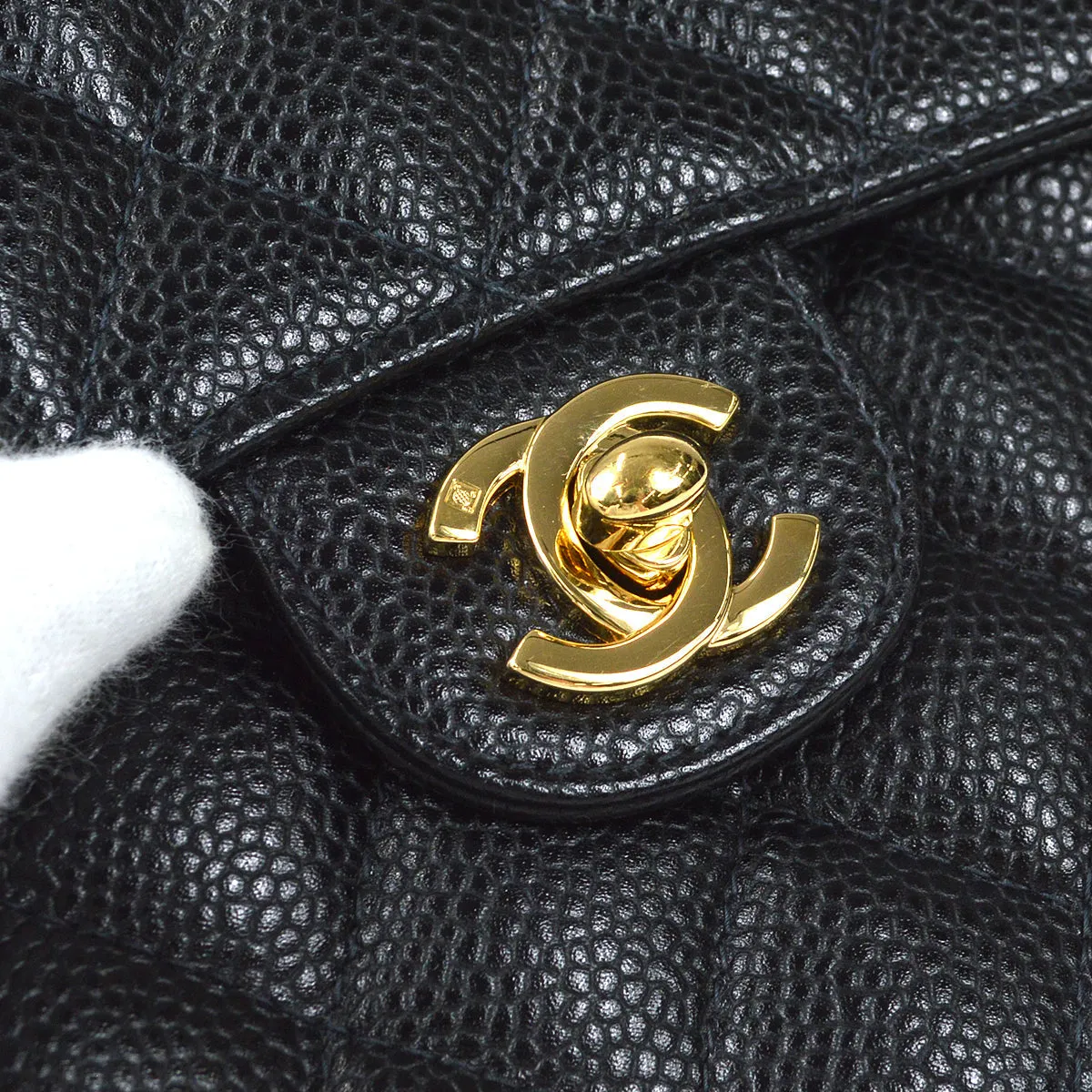 CHANEL 2003-2004 Classic Flap Mini Square 17 Black Caviar 87888