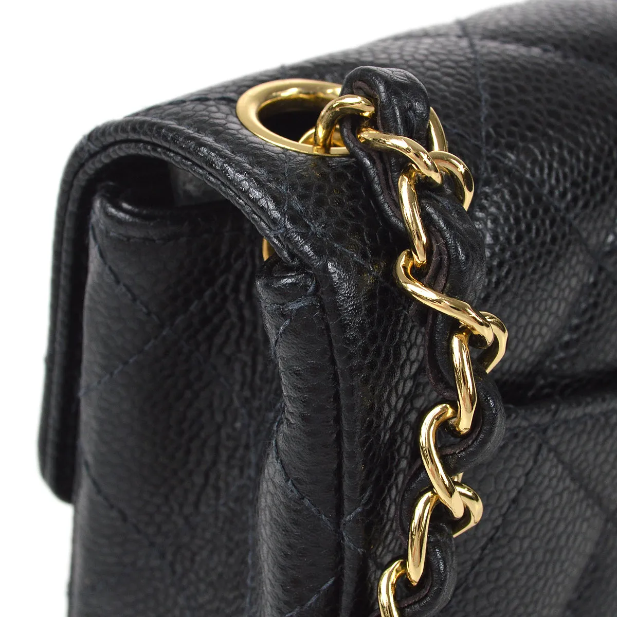 CHANEL 2003-2004 Classic Flap Mini Square 17 Black Caviar 87888