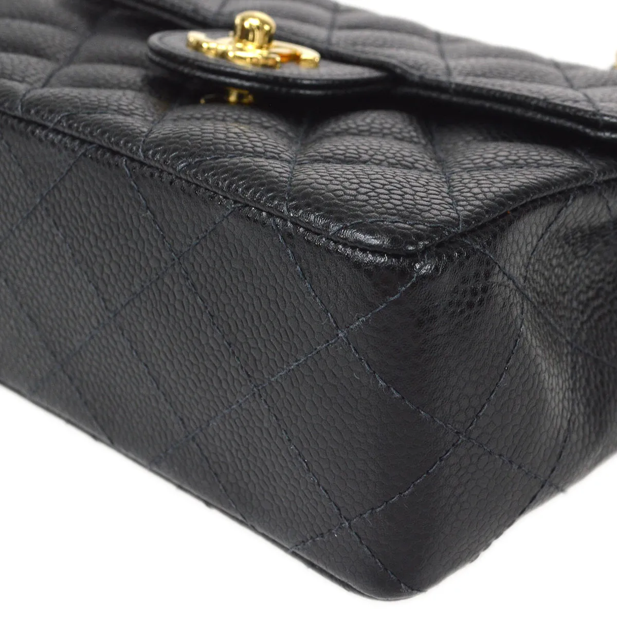 CHANEL 2003-2004 Classic Flap Mini Square 17 Black Caviar 87888