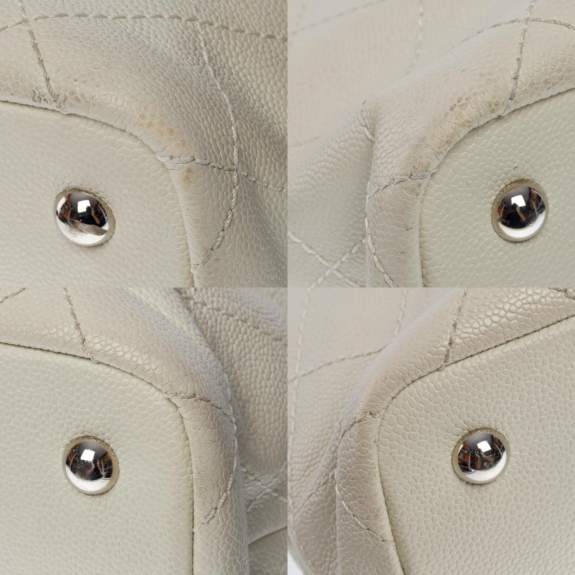 CHANEL Amazing Shopping Tote bag in White Caviar quilted leather, SHW