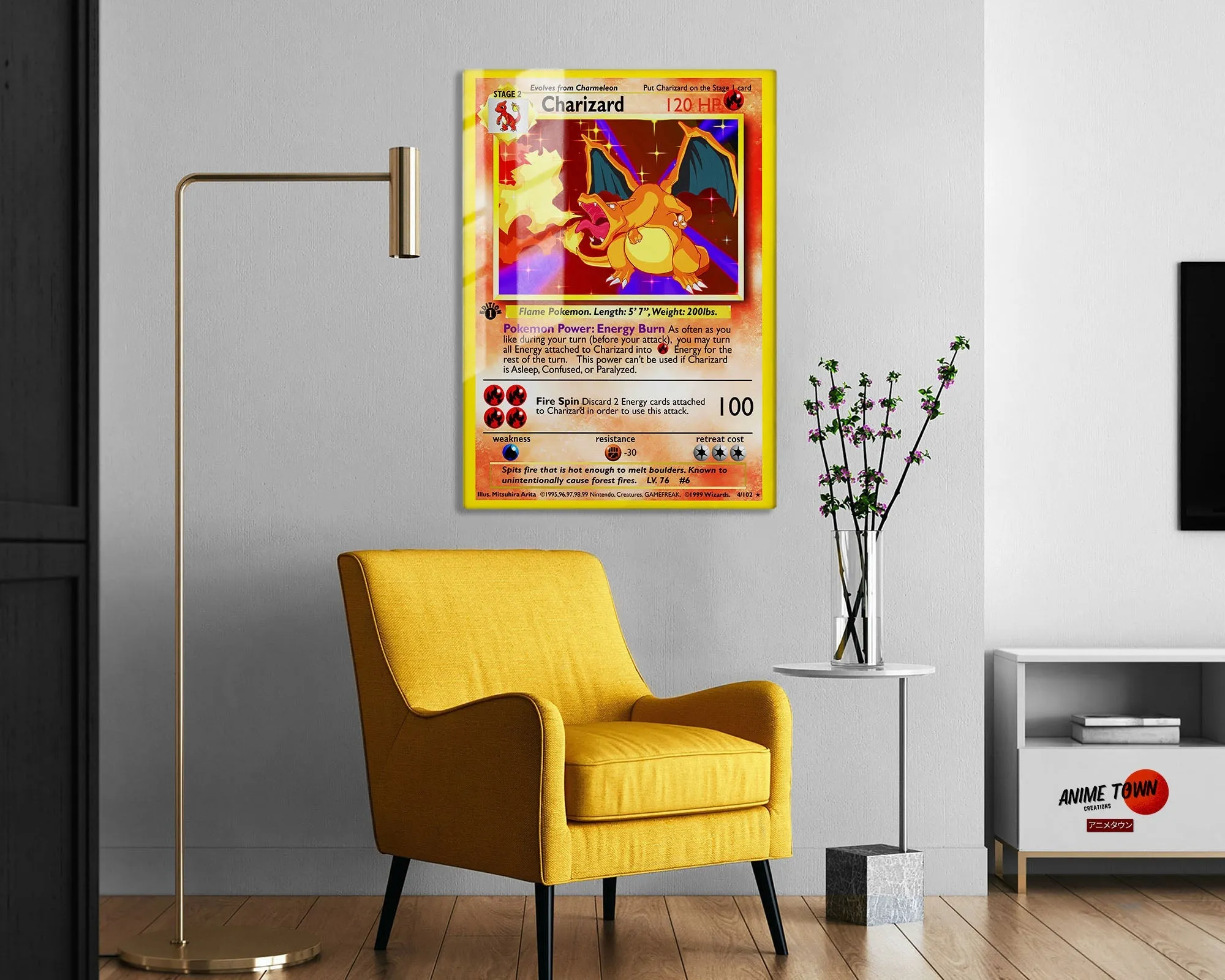 Charizard Pokemon Card Metal Poster