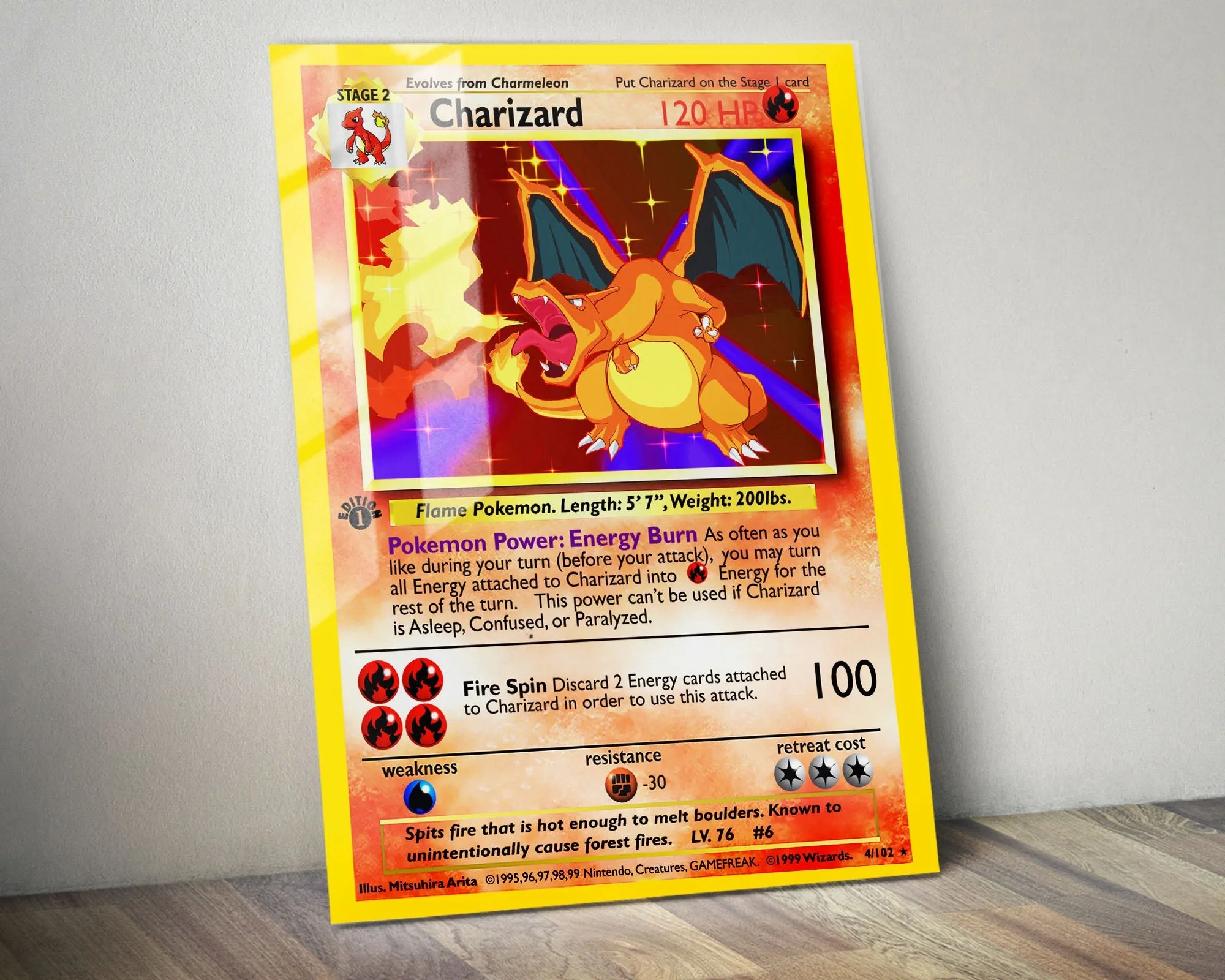 Charizard Pokemon Card Metal Poster