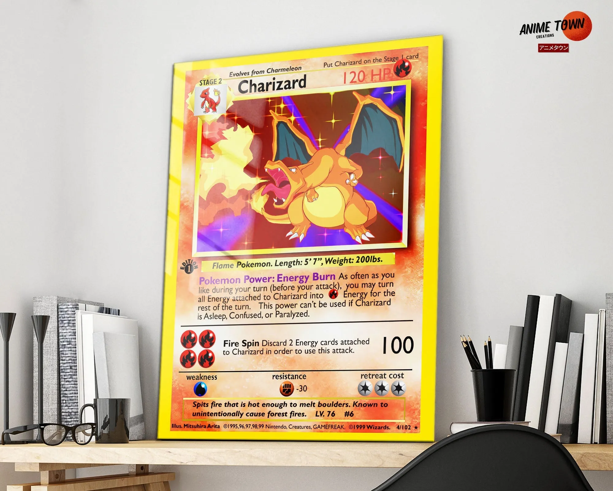 Charizard Pokemon Card Metal Poster