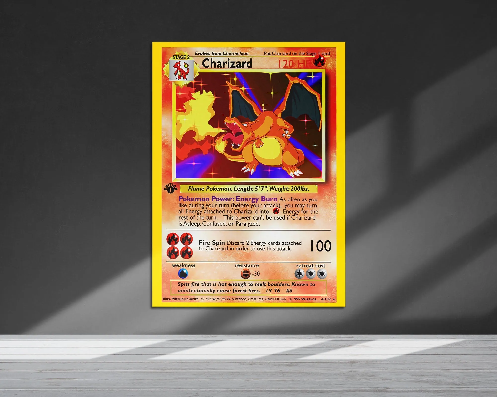 Charizard Pokemon Card Metal Poster