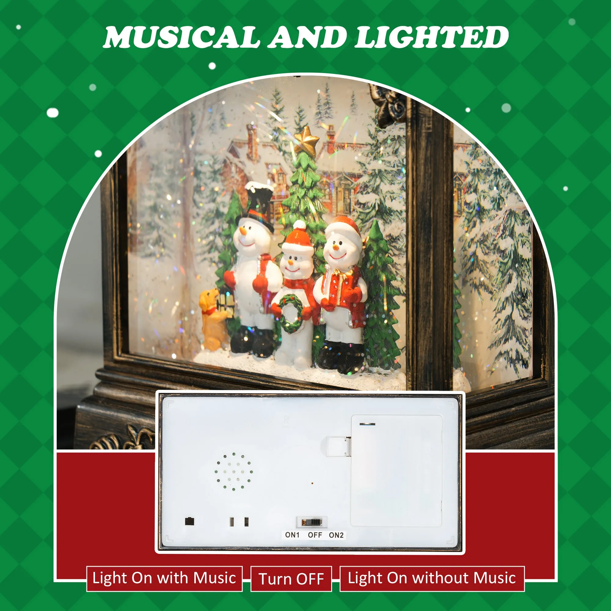 Christmas Snow Globe with Lights and Music for Party, Bronze Tone