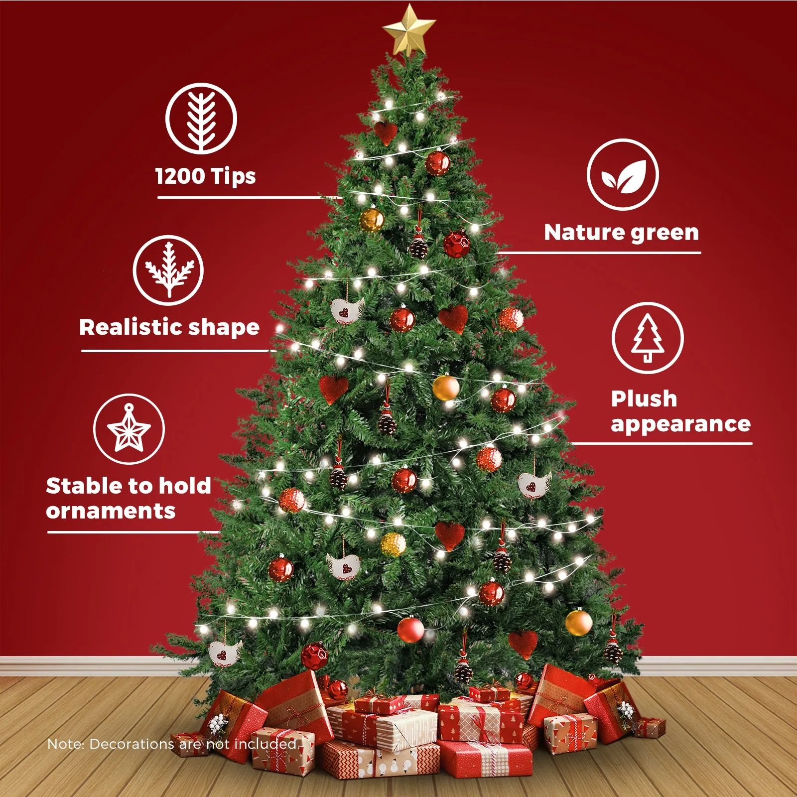 Christmas Tree Xmas Decorations 1.8M 6FT Home Decor Green Artificial 1200 tips