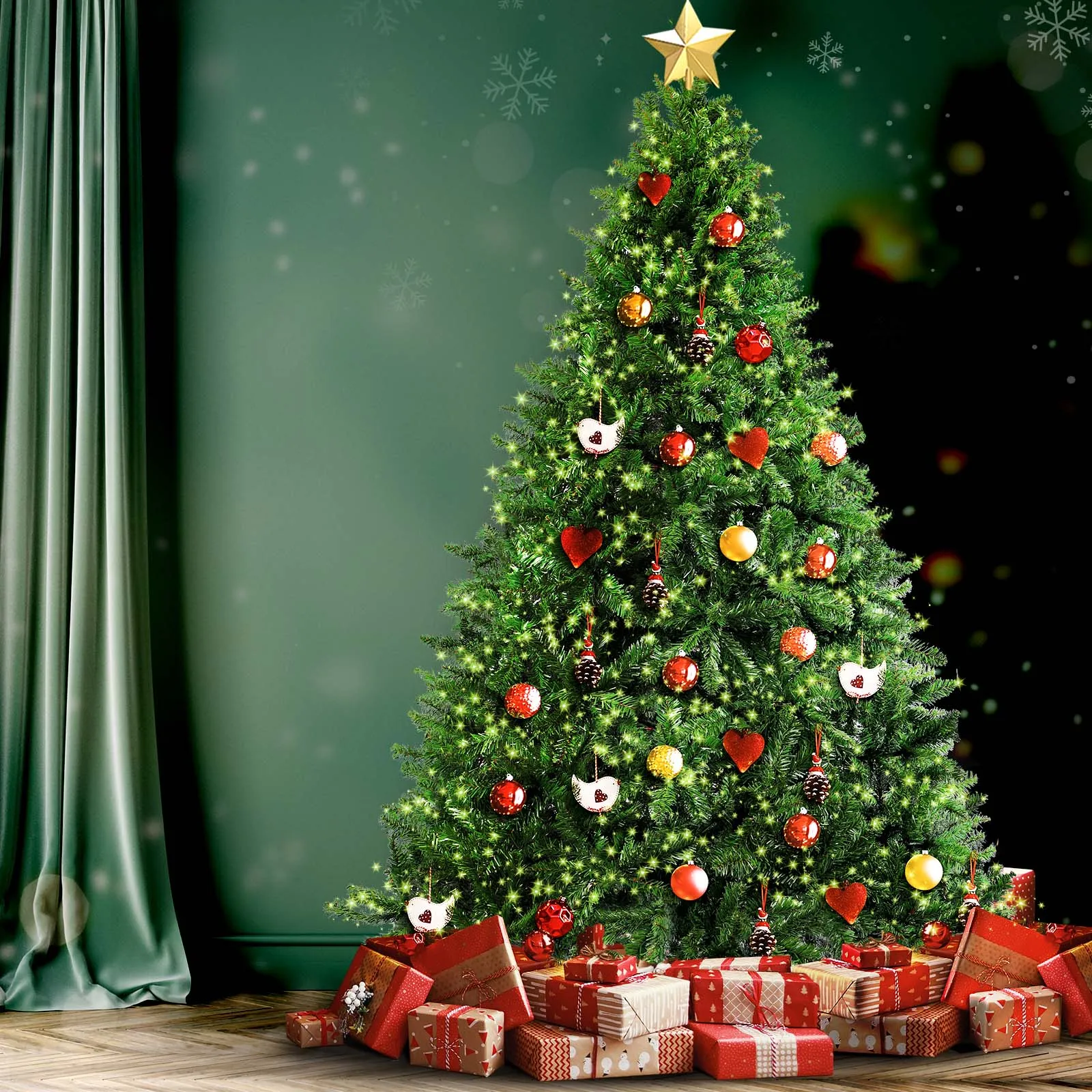 Christmas Tree Xmas Decorations 1.8M 6FT Home Decor Green Artificial 1200 tips