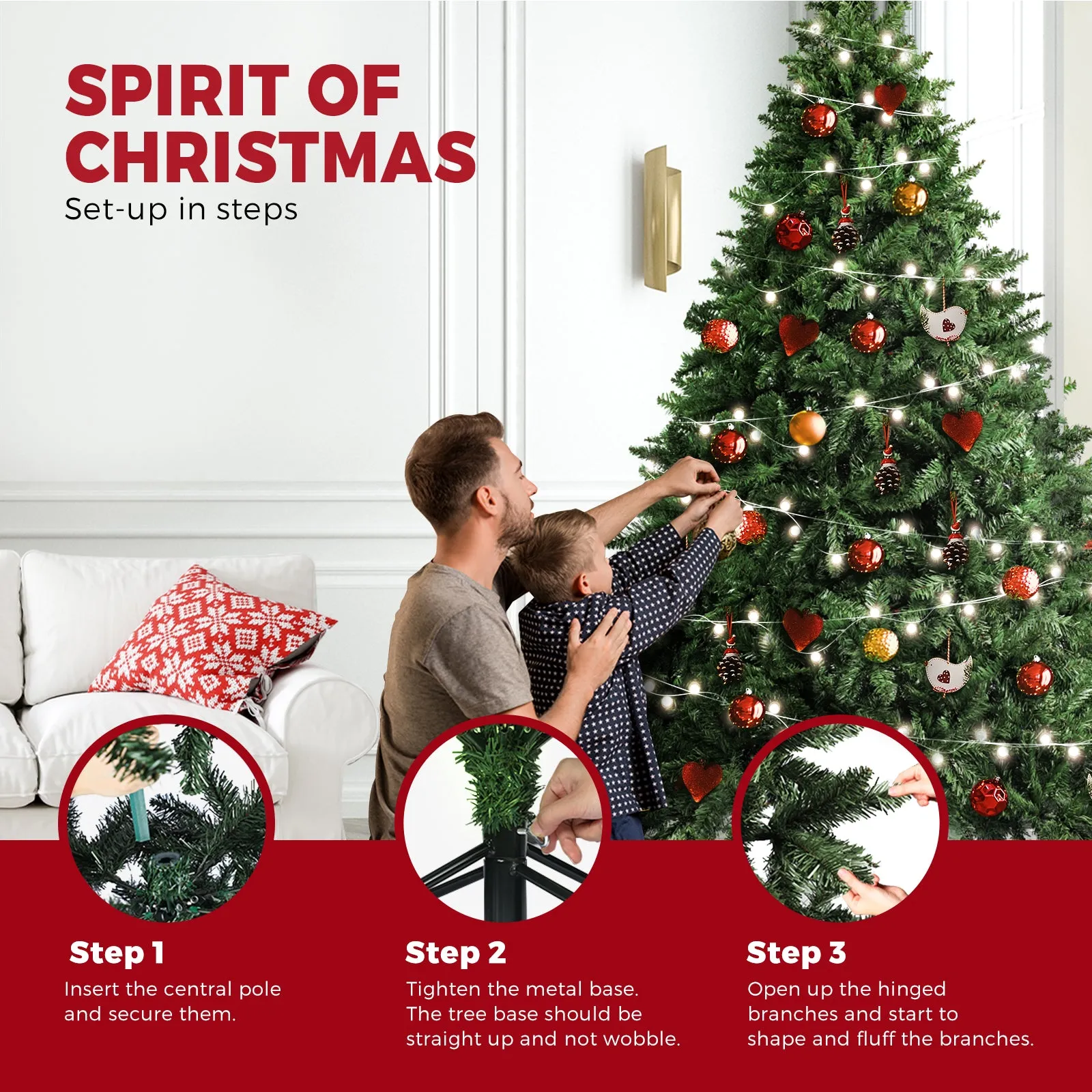 Christmas Tree Xmas Decorations 1.8M 6FT Home Decor Green Artificial 1200 tips