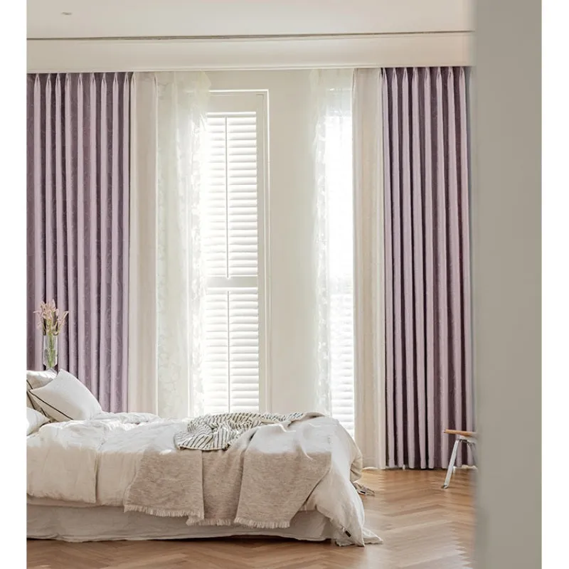 Clarissa Color Blocking Chenille Jacquard Blackout Curtain