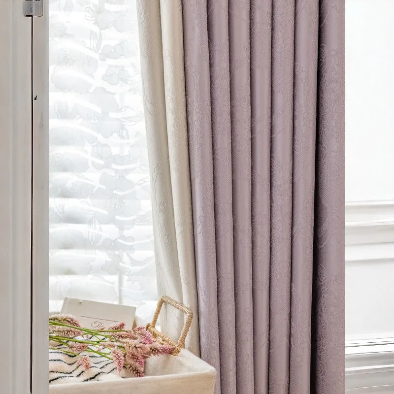 Clarissa Color Blocking Chenille Jacquard Blackout Curtain