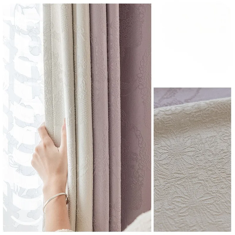 Clarissa Color Blocking Chenille Jacquard Blackout Curtain