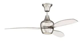 Craftmade BRD52PLN3 - 52 Inch Ceiling Fan w/Blades, LED light Kit Polished Nickel