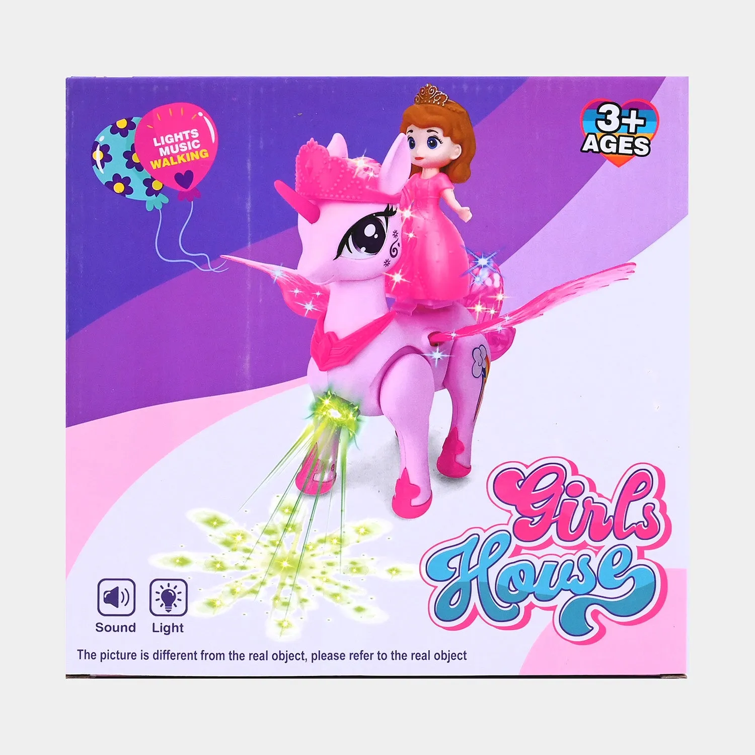 Cute Princess on Walking Pony with Light and Music