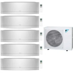 Daikin 5-Zone Wall Mounted Emura Silver Ductless Mini-Split 48000 BTU Heat Pump Air Conditioner 9k   9k   9k   9k   9k - 20.6 SEER2