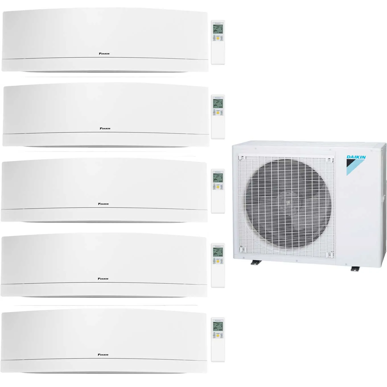 Daikin 5-Zone Wall Mounted Emura White Ductless Mini-Split 48000 BTU Heat Pump Air Conditioner 9k   9k   9k   12k   12k - 20.6 SEER2