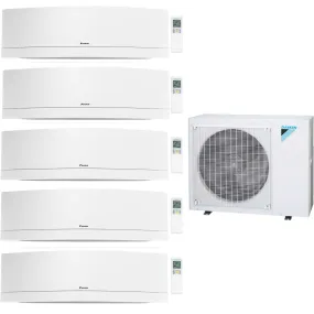 Daikin 5-Zone Wall Mounted Emura White Ductless Mini-Split 48000 BTU Heat Pump Air Conditioner 9k   9k   9k   9k   18k - 20.6 SEER2