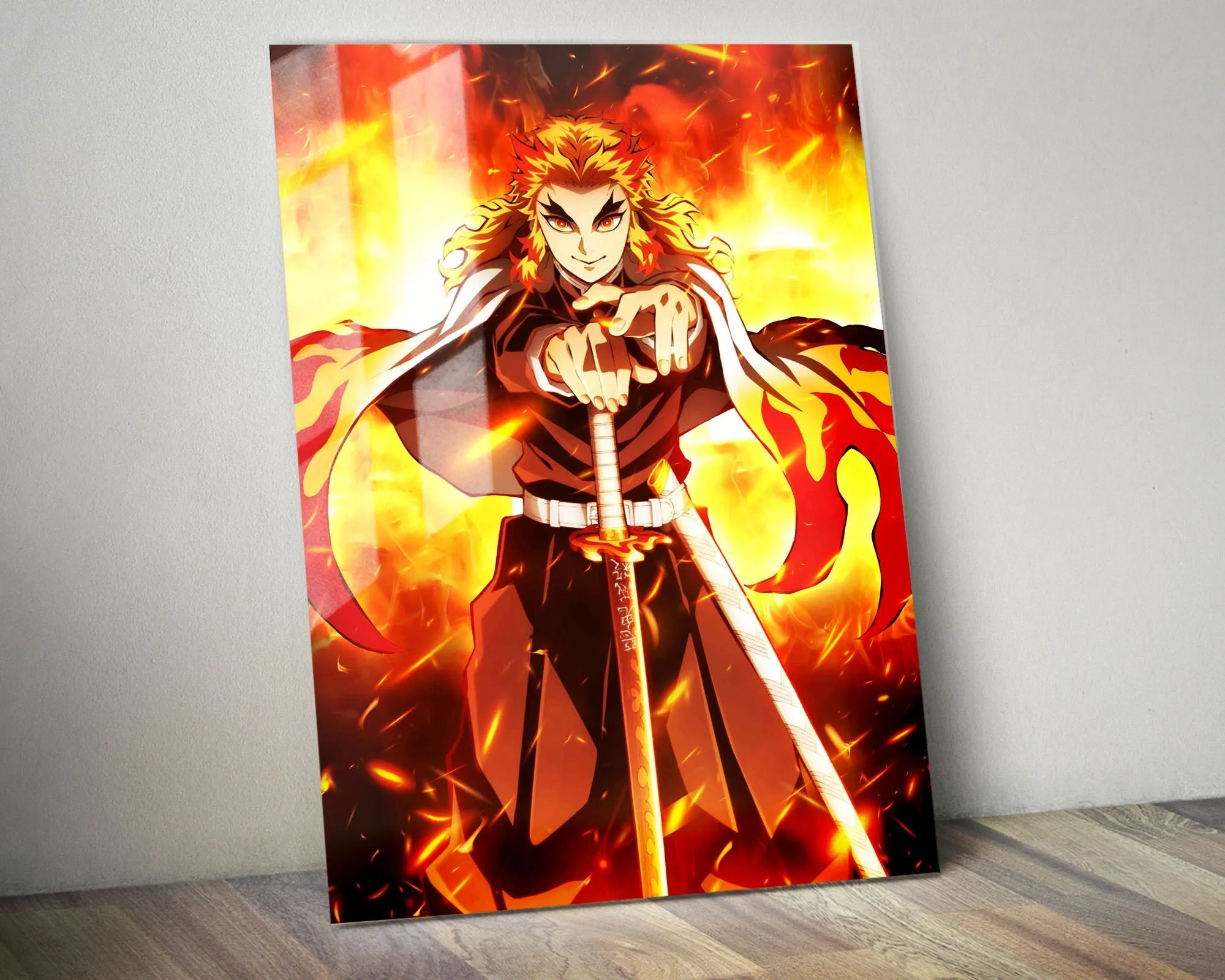 Demon Slayer Rengoku Flame Breathing Metal Poster