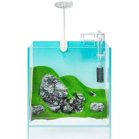 Desktop Blue Cliff Landscape Fish Tank Set 22X18X23cm