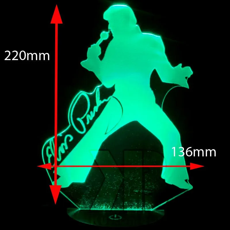 Elvis Presley Statue King of Pop 3D LED Night Light Lamp